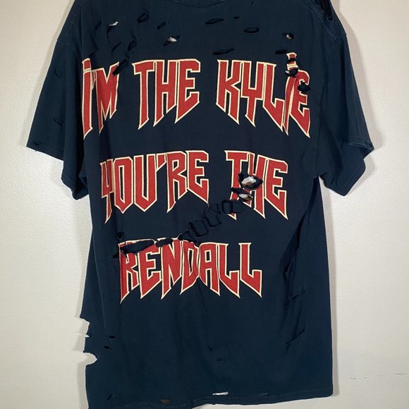 Kylie I'm the Kylie You're the Kendall Distressed T-Shirt - Picture 2 of 9